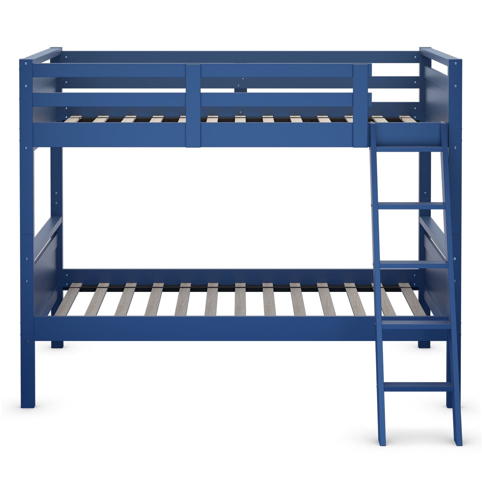 Twin Over Twin Bunk Bed, Convertible To 2 Beds, Wooden, Navy Bunk Bed Frame at Gallery Canada