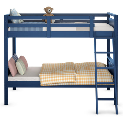 Twin Over Twin Bunk Bed, Convertible To 2 Beds, Wooden, Navy Bunk Bed Frame at Gallery Canada
