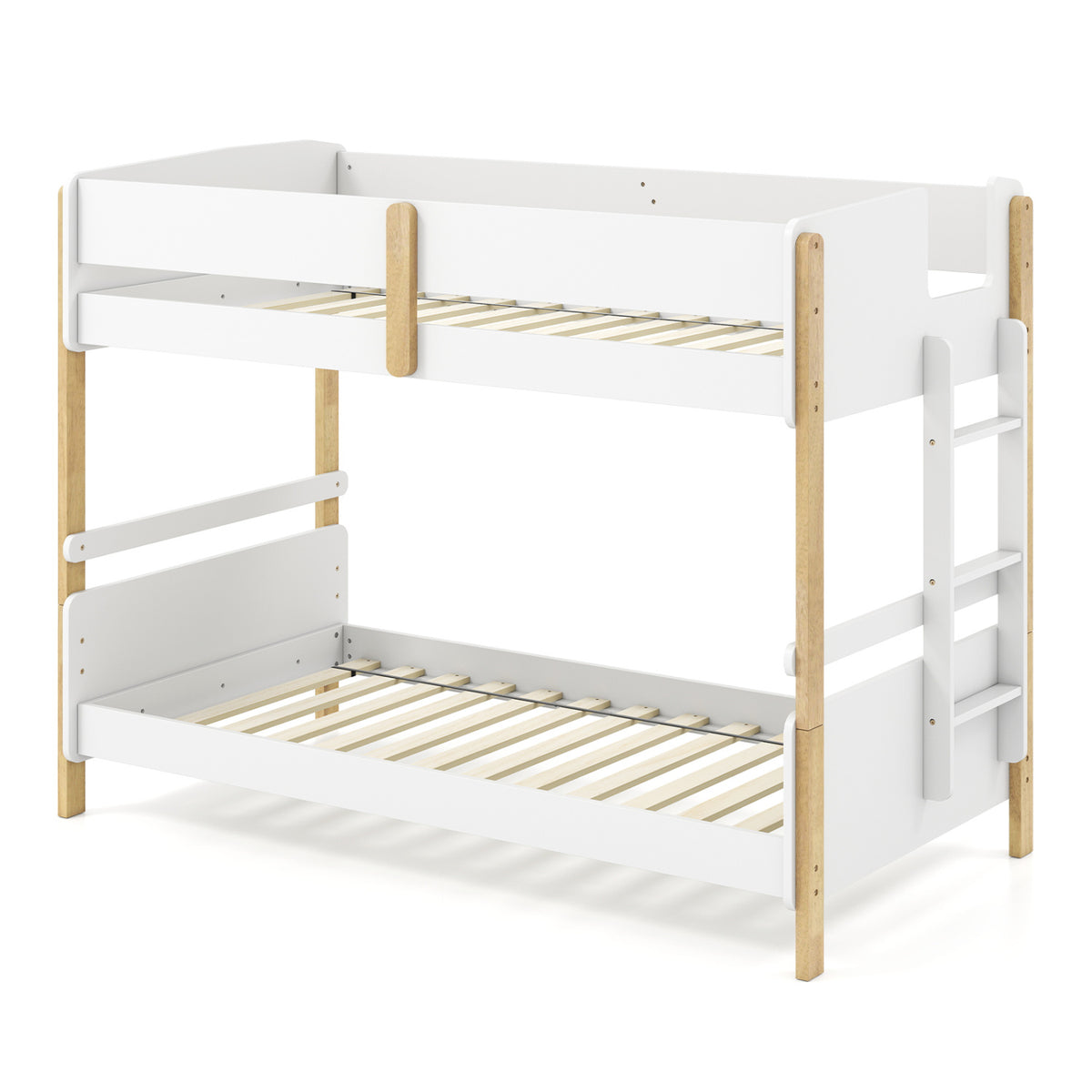 Twin Over Twin Bunk Bed with Ladder Convertible to 2 Twin Beds Toddler Wood Bunk Bed, White Toddler Beds at Gallery Canada