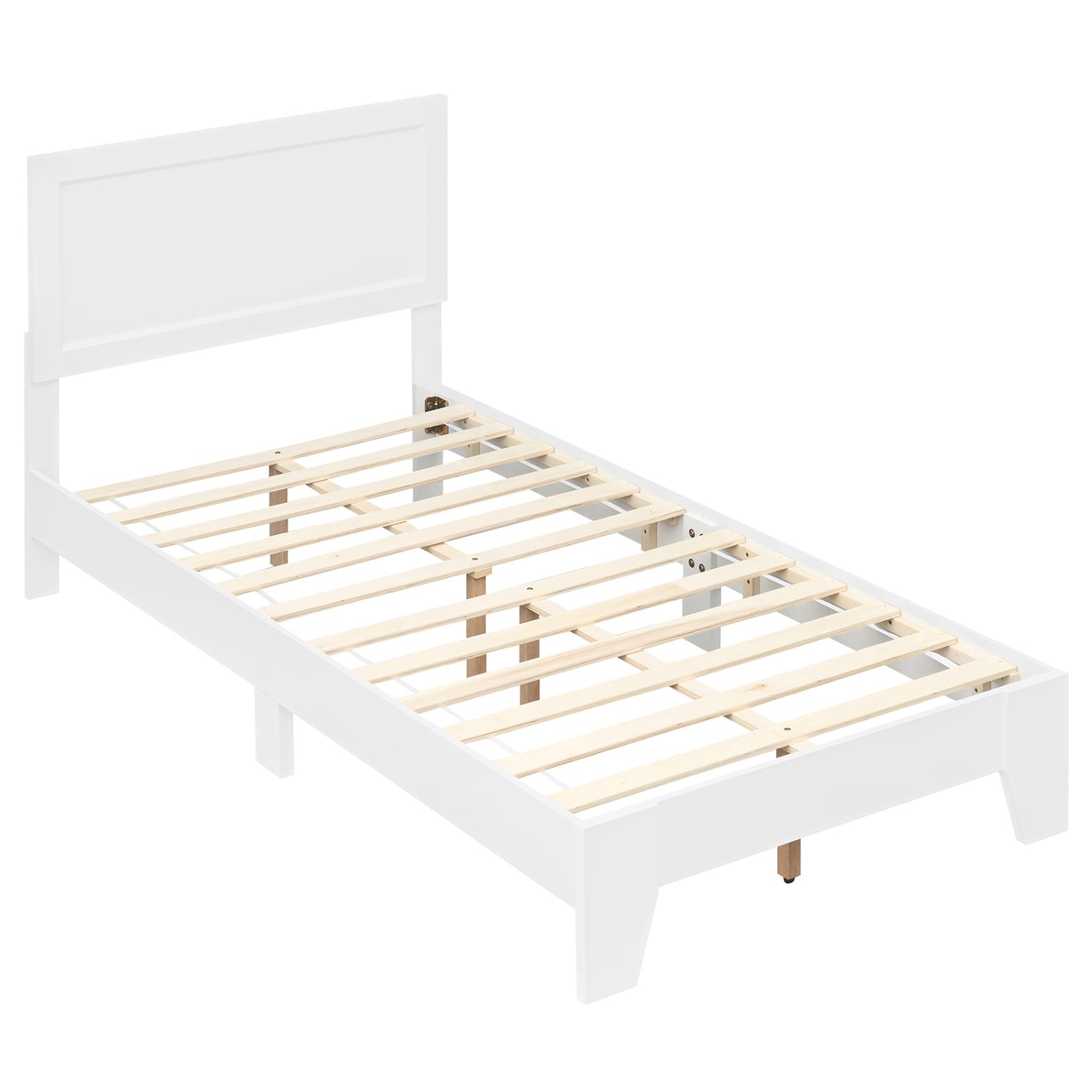 Twin Size Bed Frame with Headboard, White Simple Bed Frame at Gallery Canada