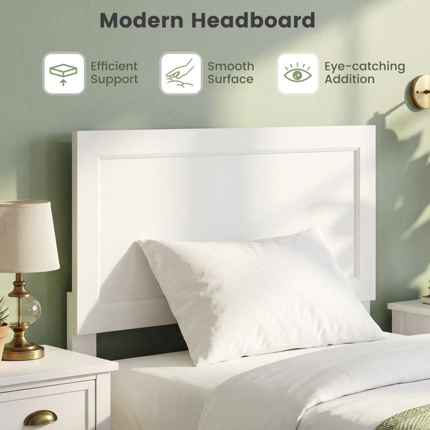 Twin Size Bed Frame with Headboard, White Simple Bed Frame at Gallery Canada