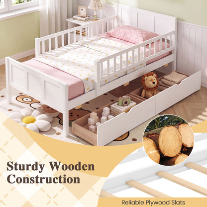 Twin Bed Frame with Detachable Guardrails, White Trundle Bed Frame at Gallery Canada