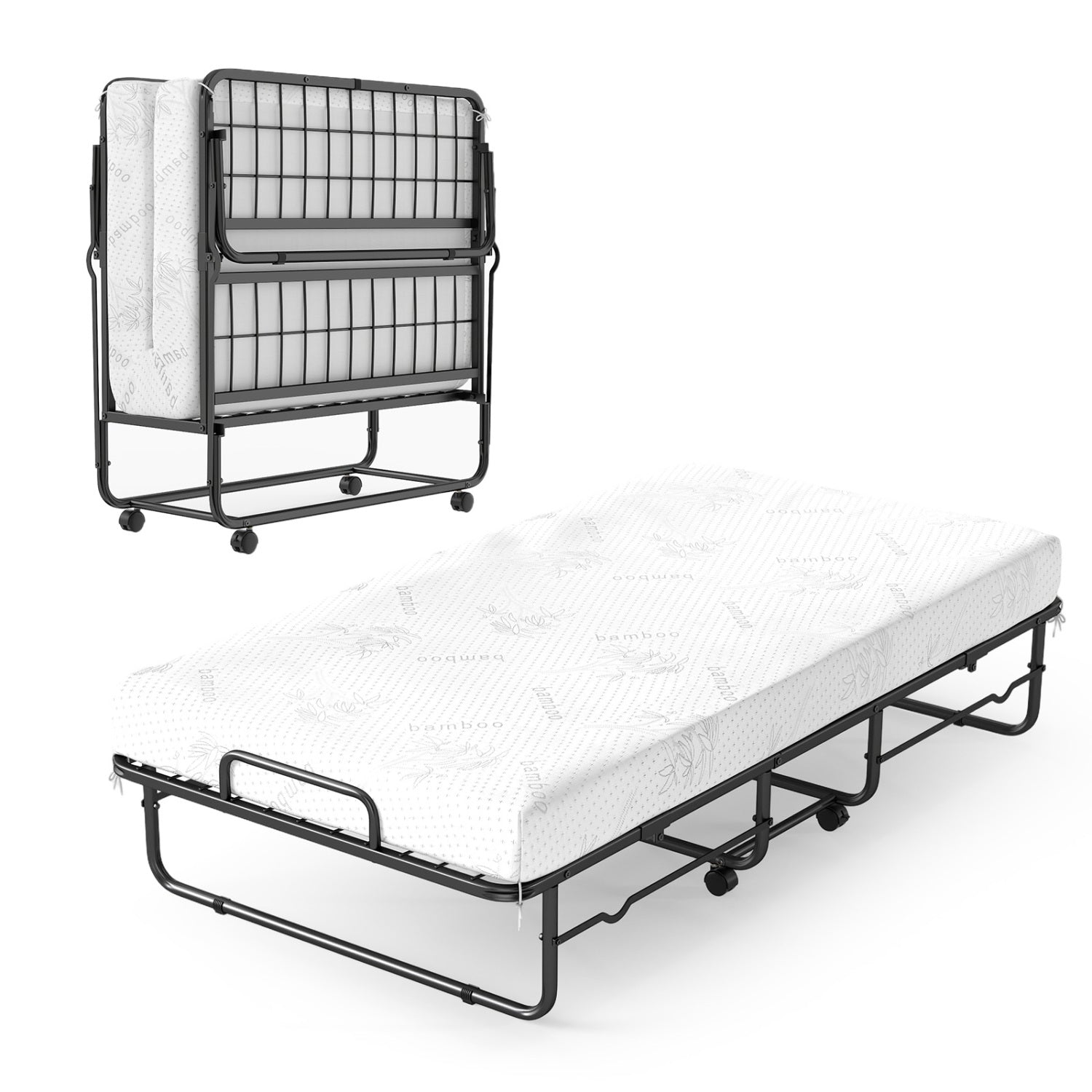 Twin Size Folding Bed, 5-Inch Mattress, Metal Frame Folding Beds at Gallery Canada
