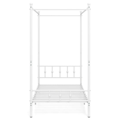 Twin Metal Canopy Bed Frame, White