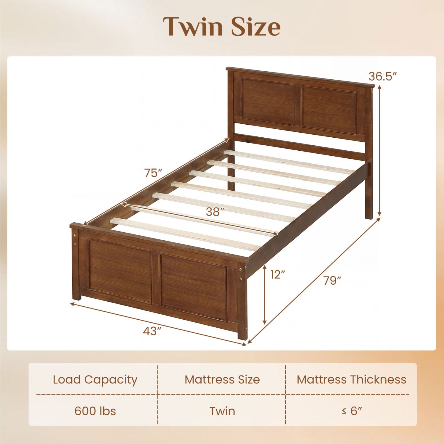 Twin Wood Platform Bed Frame With Headboard Simple Bed Frame at Gallery Canada
