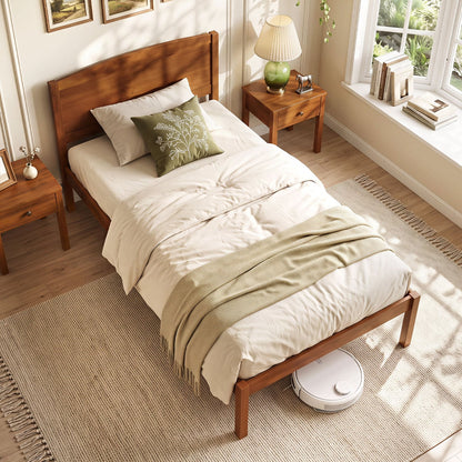 Twin Size Wooden Platform Bed Frame, Walnut Beds & Bed Frames at Gallery Canada