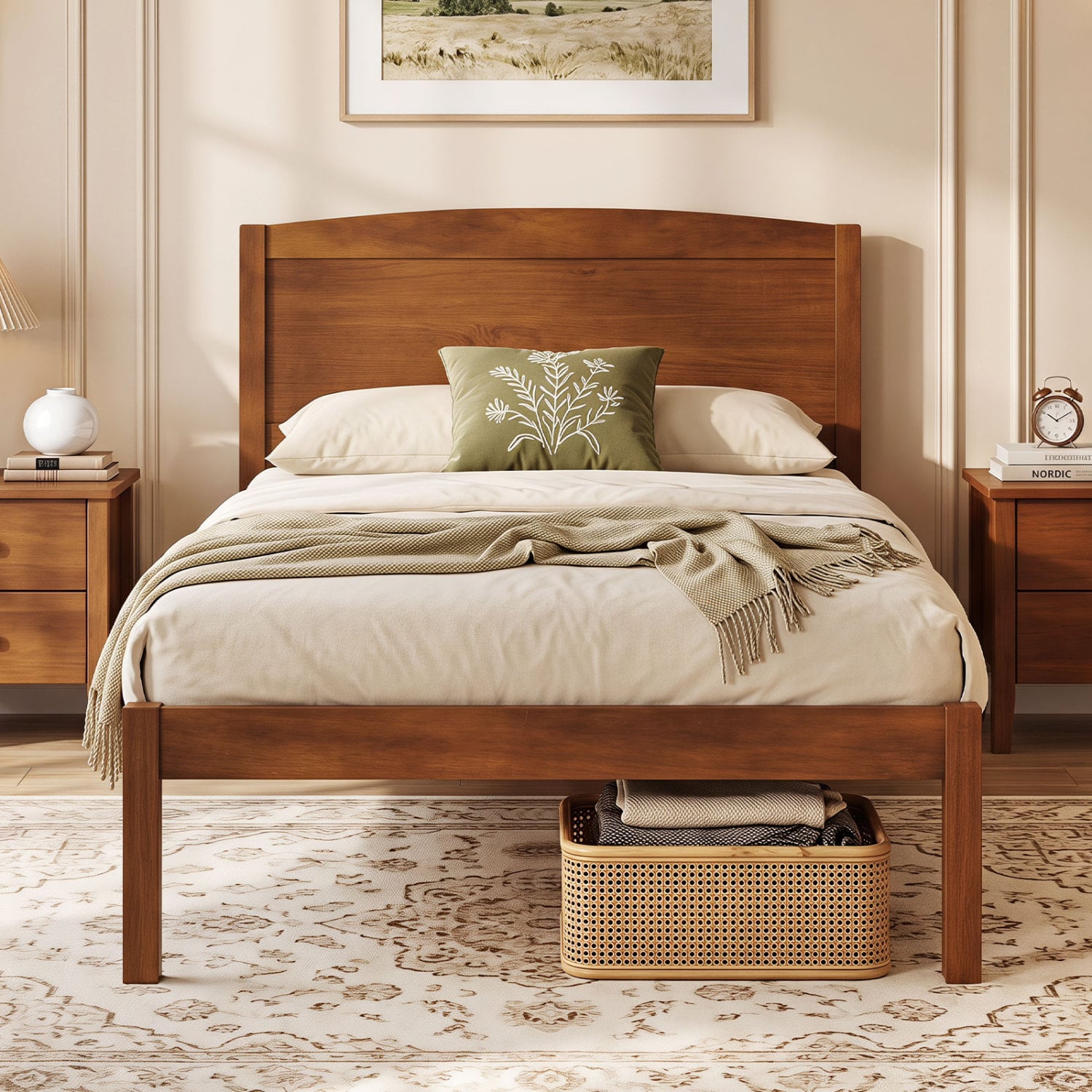 Twin Size Wooden Platform Bed Frame, Walnut Beds & Bed Frames at Gallery Canada