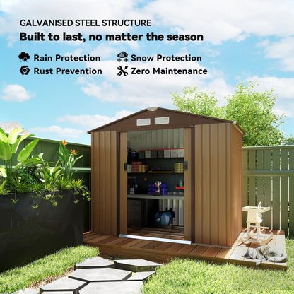 7' x 4' x 6' Garden Storage Shed, Metal Tool House, Yellow Sheds at Gallery Canada