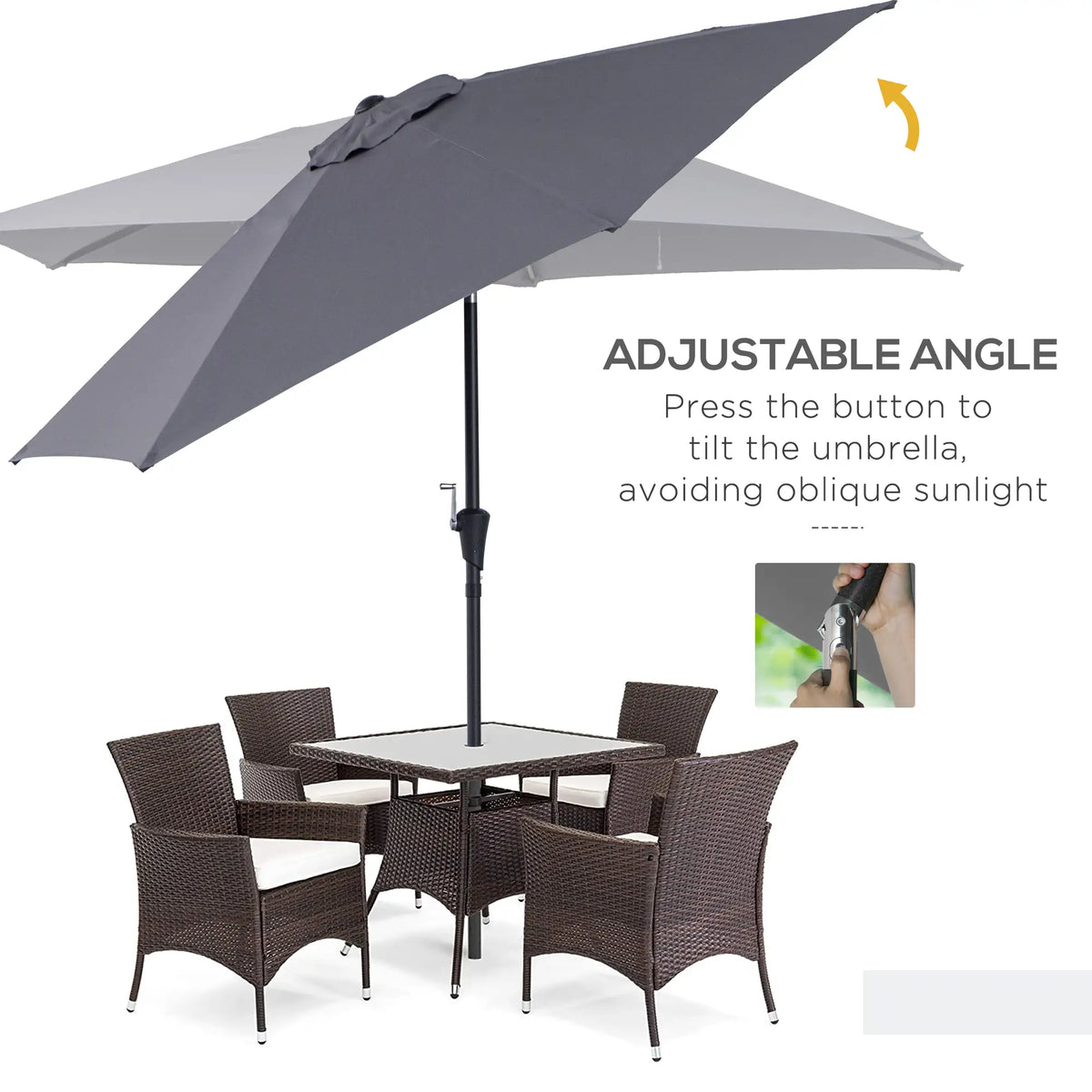 8.5FT Patio Umbrella, Round Garden Parasol with 6 Ribs, Grey Sun Umbrellas at Gallery Canada