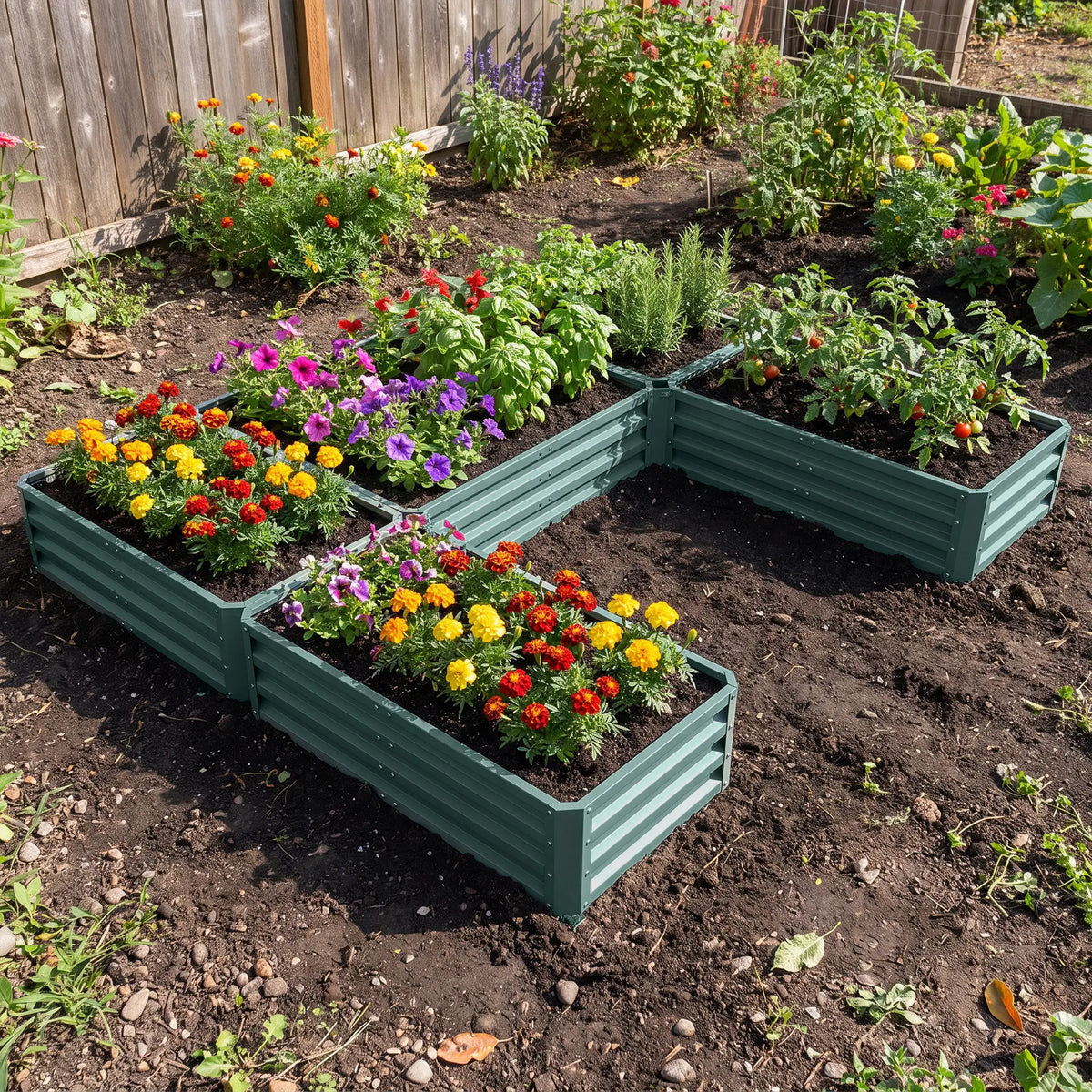 Steel Raised Garden Bed, Set of 5, 8x8x1ft, Green Galvanized Planter Boxes at Gallery Canada