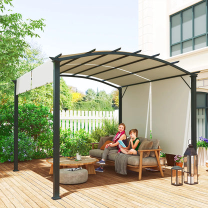 11' x 11' Retractable Pergola Canopy, Patio Backyard, Beige