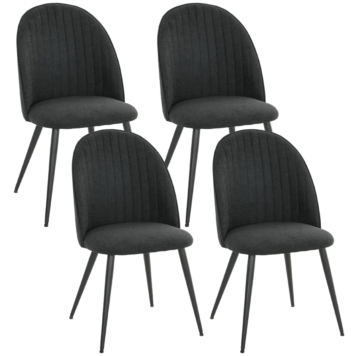 Modern Dining Chairs, Velvet Upholstered, Steel Legs, Black Dining Chairs Black at Gallery Canada