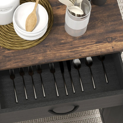 Modern Rolling Kitchen Island Cart, Natural Wood Top, Distressed Black, Black Kitchen Islands & Kitchen Carts at Gallery Canada