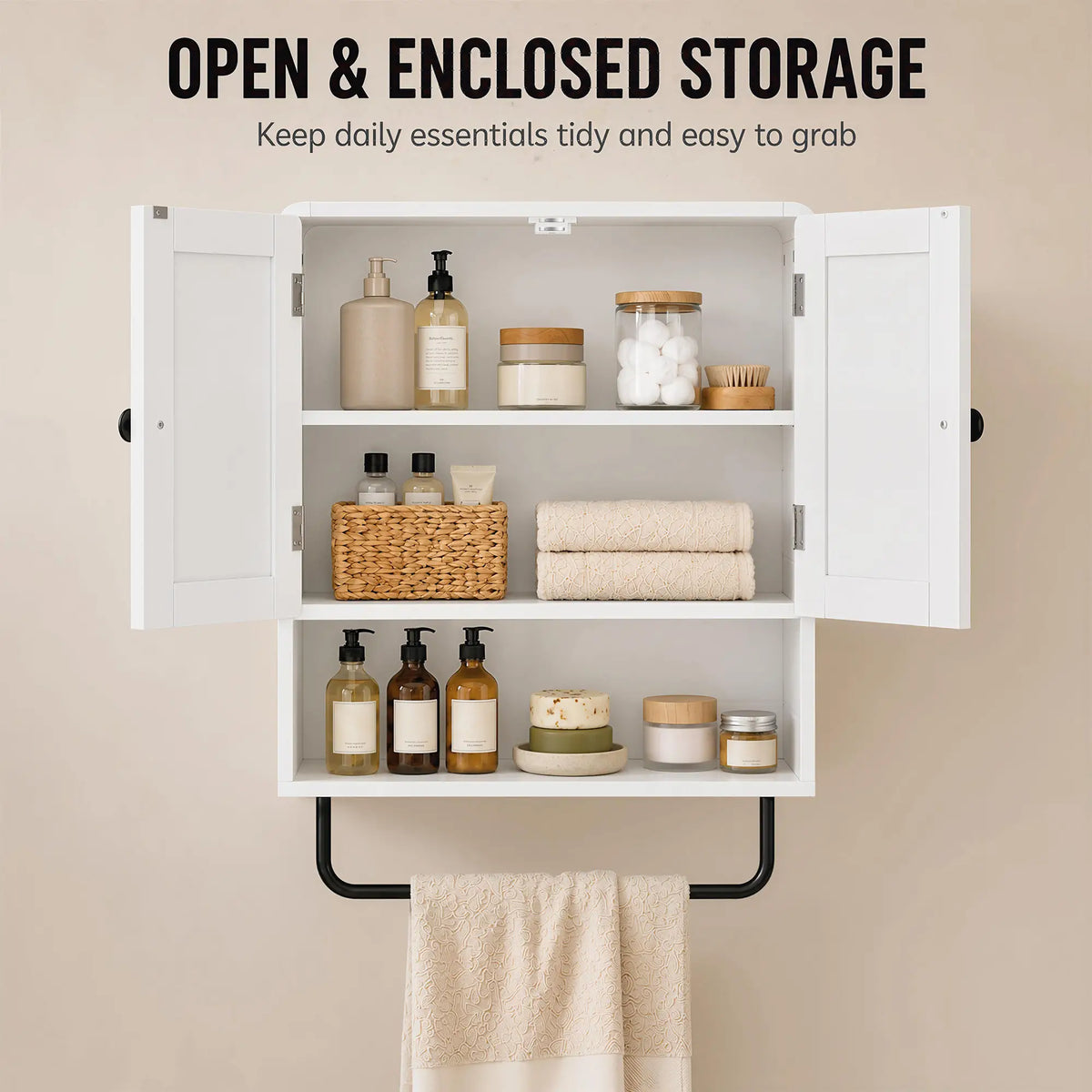 Wall Mounted Bathroom Cabinet, 2 Doors, White Wall Mounted Cabinets at Gallery Canada
