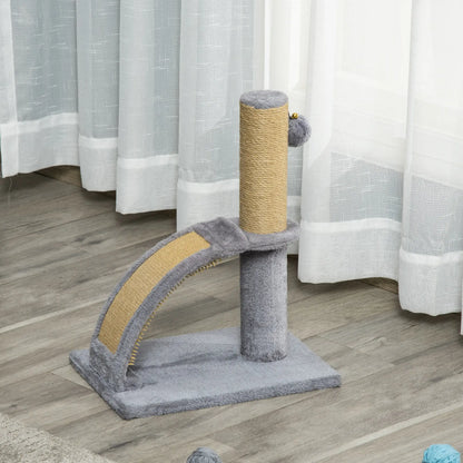 17" Small Cat Tree, Jute Scratching Post, Curved Board, Dangling Ball, Grey Cat Trees at Gallery Canada