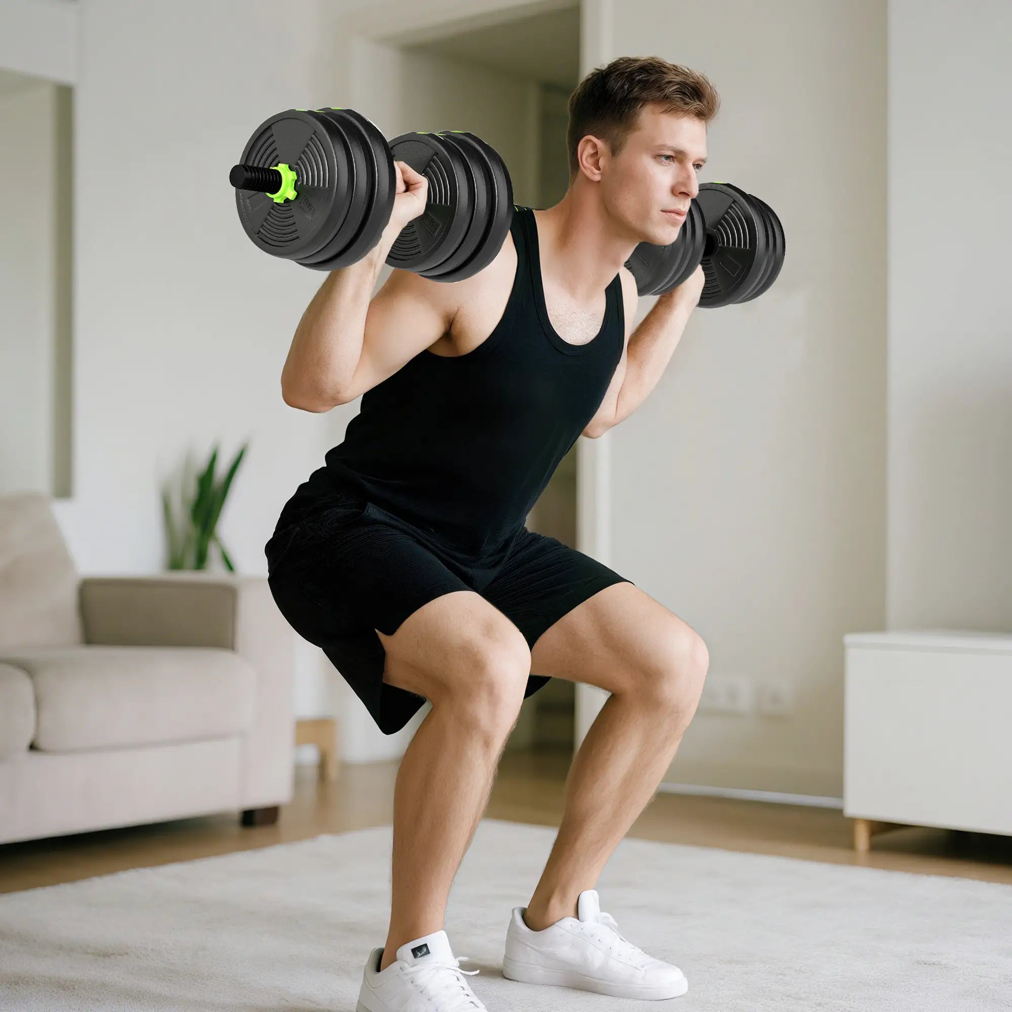 Adjustable Dumbbell Set, 3 in 1 Weights, 55lb with Connector, Non-Slip Grip Dumbbells & Barbells at Gallery Canada