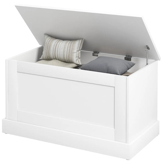 31.5 Inches Storage Chest, Wooden Box, Wood Grain, White Storage Cabinets White Wood Grain at Gallery Canada