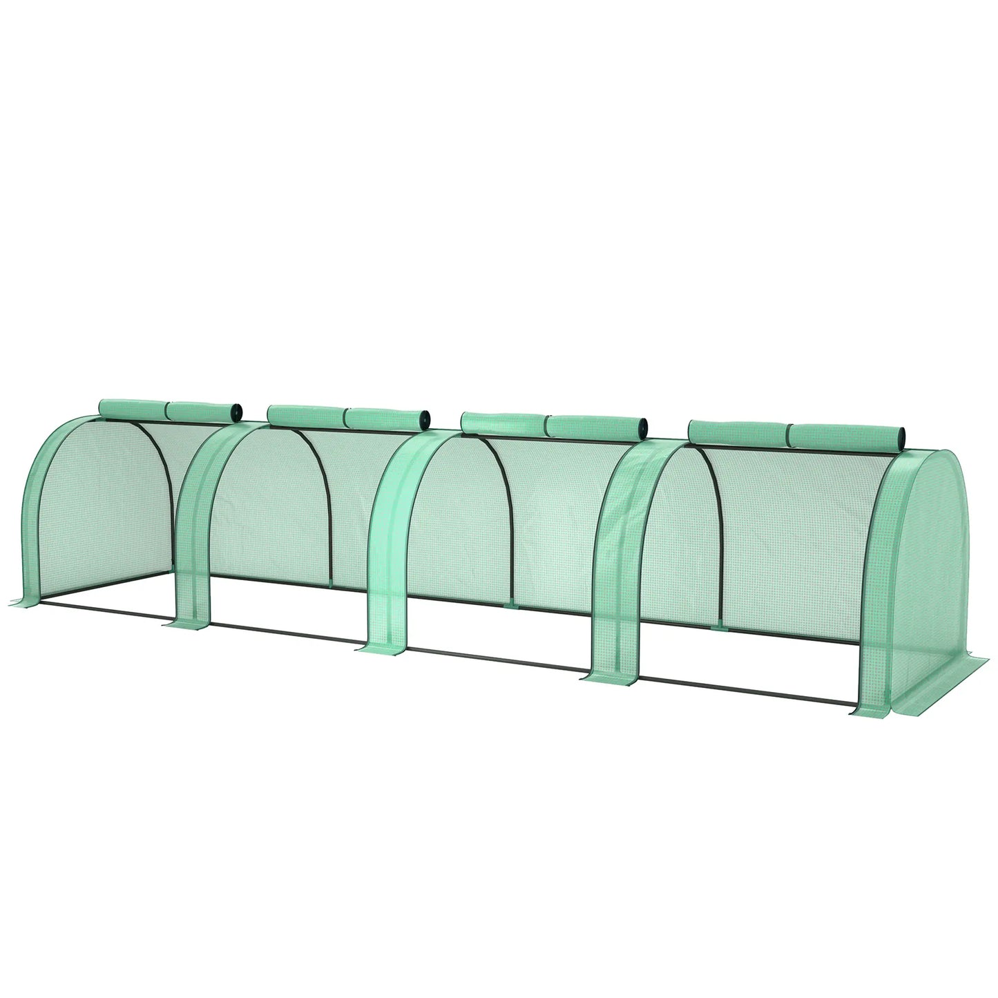13' x 3.3' x 2.6' Mini Tunnel Greenhouse, PE Cover, Steel Frame, Zipped Doors, Green Greenhouses Green at Gallery Canada
