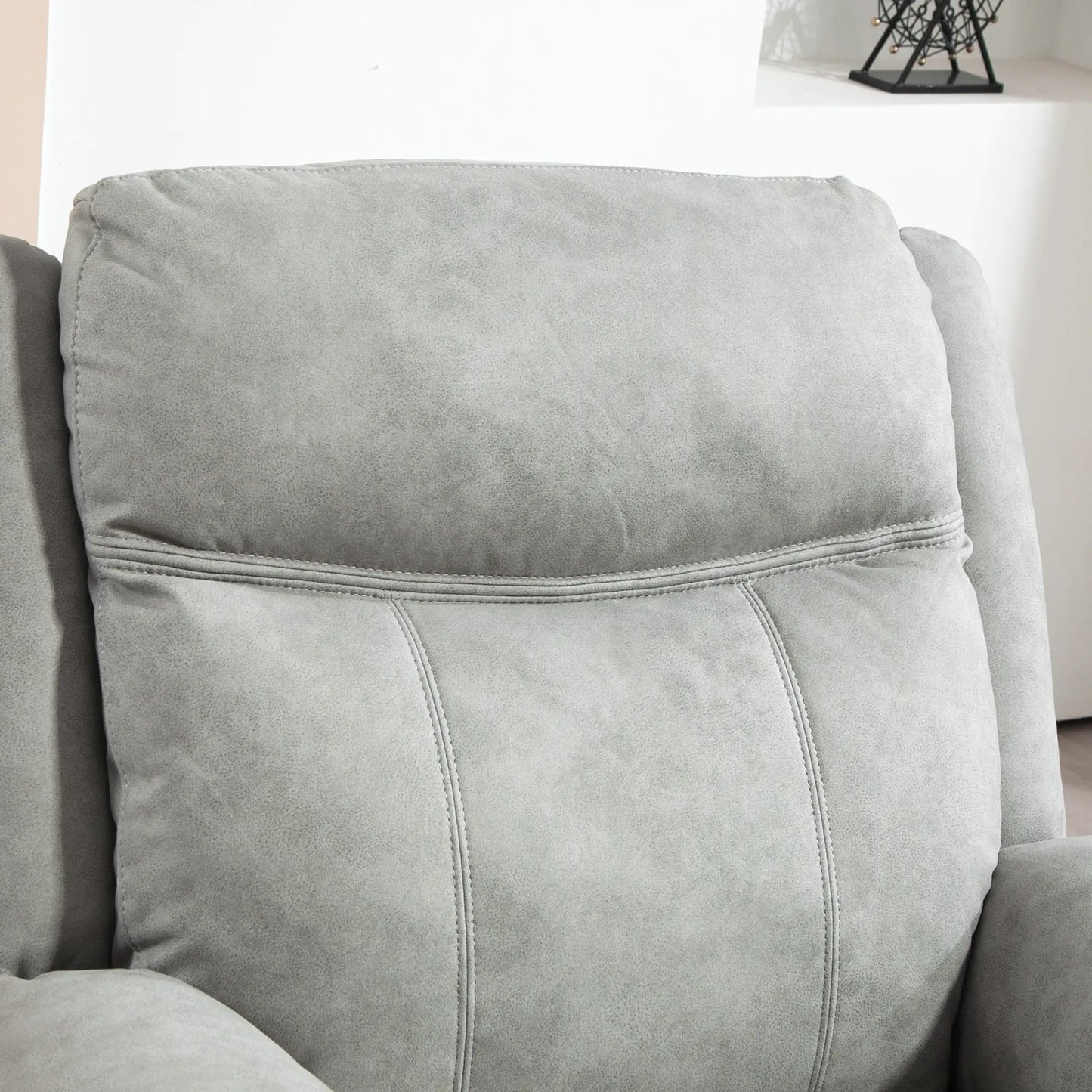 Manual Recliner Chair with Vibration Massage, Side Pockets, Microfibre Reclining Chair for Living Room, Grey Sofas & Reclining Chairs at Gallery Canada