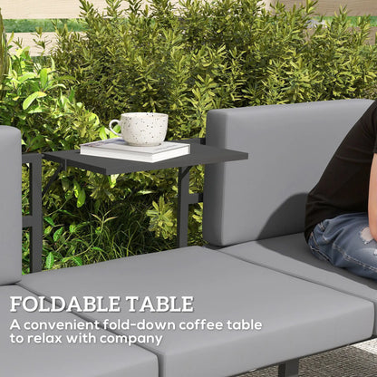 3-in-1 3-Seater Outdoor Sofa, Lounge Chair, Patio Loveseat with Table, Grey Patio Chairs at Gallery Canada