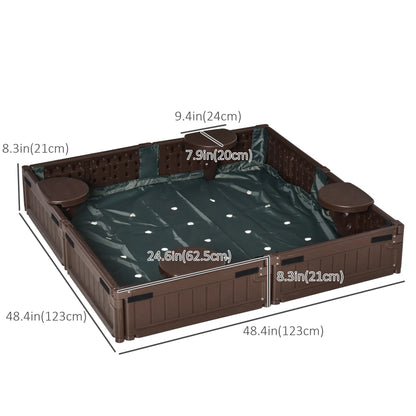 Kids Outdoor Sandbox with Canopy, Bottom Fabric Liner, Brown Sandboxes & Accessories at Gallery Canada