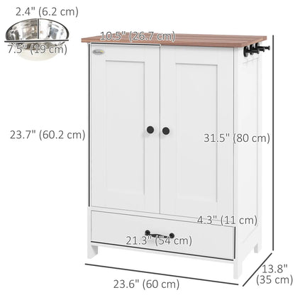 Dog Food Storage Container, Adjustable Panel, Hooks, Medium Size, White Dog Bowls at Gallery Canada