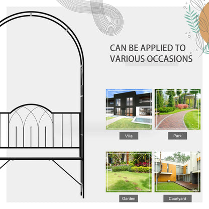 43" Garden Arbor Bench, Trellis for Climbing Plants, Black Outdoor Benches at Gallery Canada