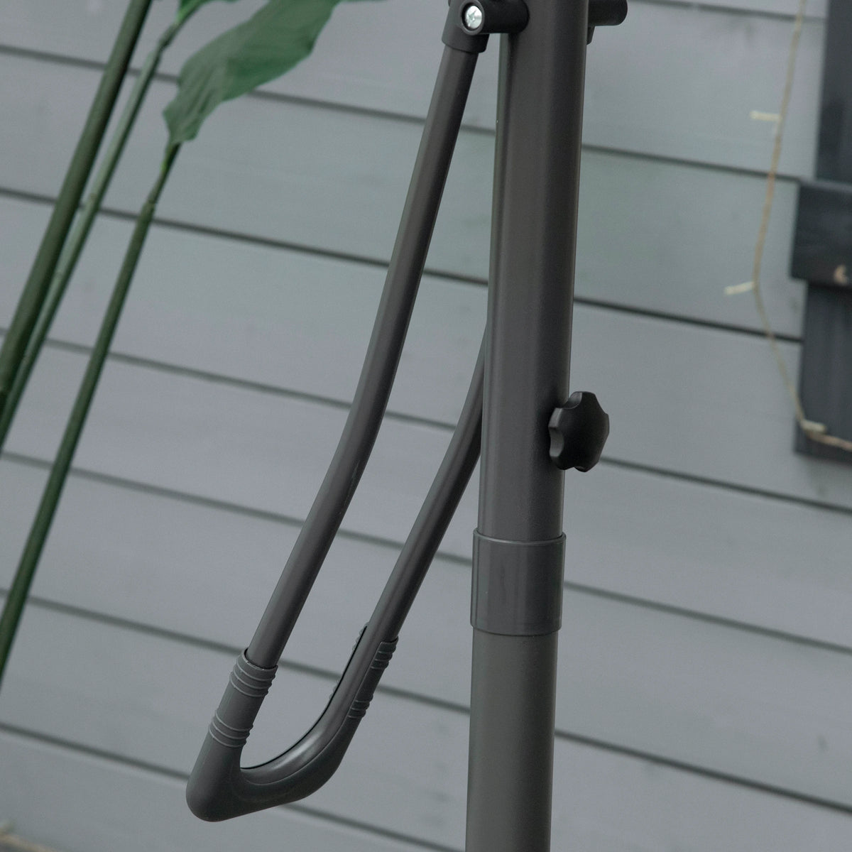 8FT Cantilever Patio Umbrella, Offset with Cross Base, Dark Gray Cantilever Umbrellas at Gallery Canada