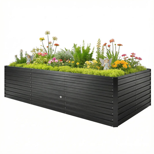 8' x 4' x 2' Raised Garden Bed, Galvanized Planter Box, Black