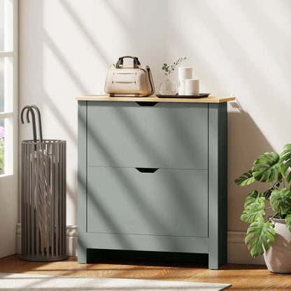 Shoe Storage Cabinet, 2 Flip Drawers, Adjustable Shelves, Light Grey Shoe Storage Cabinets & Racks at Gallery Canada