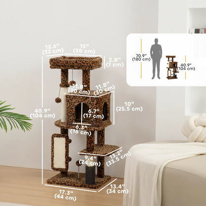 41 Inch Cat Tree With Scratching Posts, Bed, Condo, Platforms Cat Trees at Gallery Canada