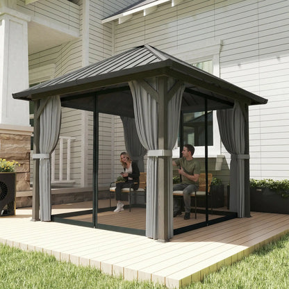 10' X 10' Hardtop Gazebo With Steel Roof, Netting & Curtains, Steel Gazebos at Gallery Canada