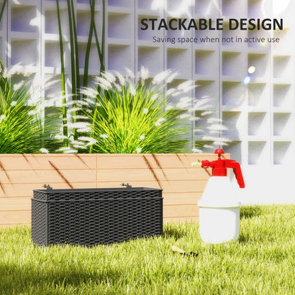 2 Pack 20 Inch Self-Watering Hanging Pots, Railing Planter, Rattan Look, Black Garden Accessories at Gallery Canada