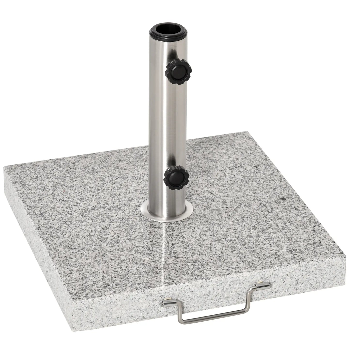 16.5" Marble Umbrella Stand, Heavy Holder Base With Wheels, Grey Umbrella Bases Hemp grey, Stainless steel colour at Gallery Canada