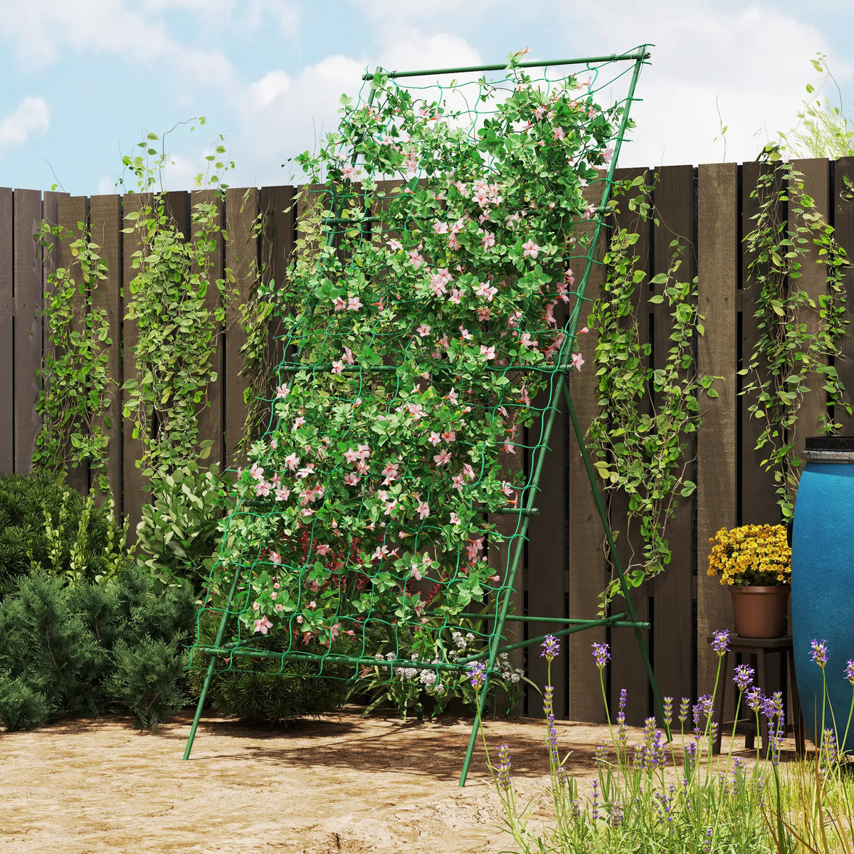 Adjustable A-Frame Garden Trellis, 20 Metal Clips, 4 Net Straps Plant Stands at Gallery Canada