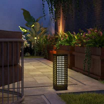 Wicker Solar Outdoor Lamp, Auto On/Off LED, IP44, Black Solar Post Lamps at Gallery Canada