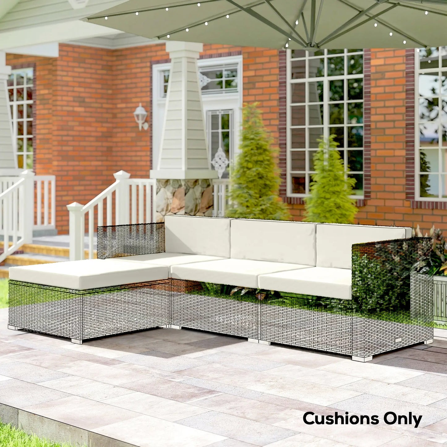 Water-Repellent Patio Loveseat Cushion, 23.6" x23.6", Cream Patio Chair Cushions at Gallery Canada