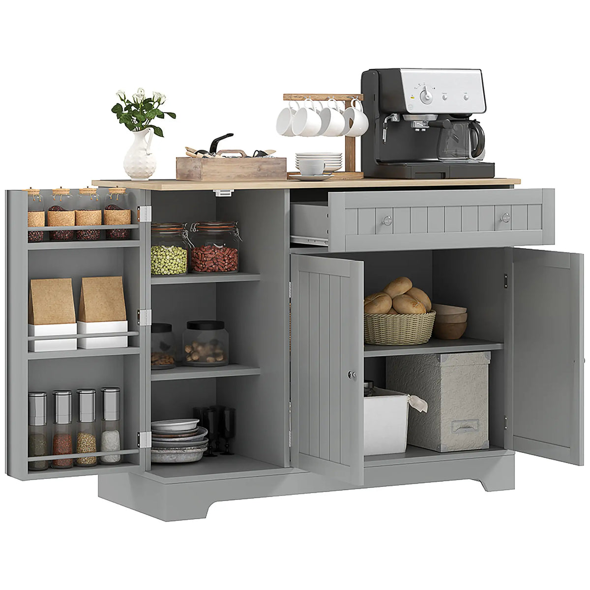 Modern Sideboard Cabinet, 41" Kitchen Buffet, Grey Bar Cabinets at Gallery Canada