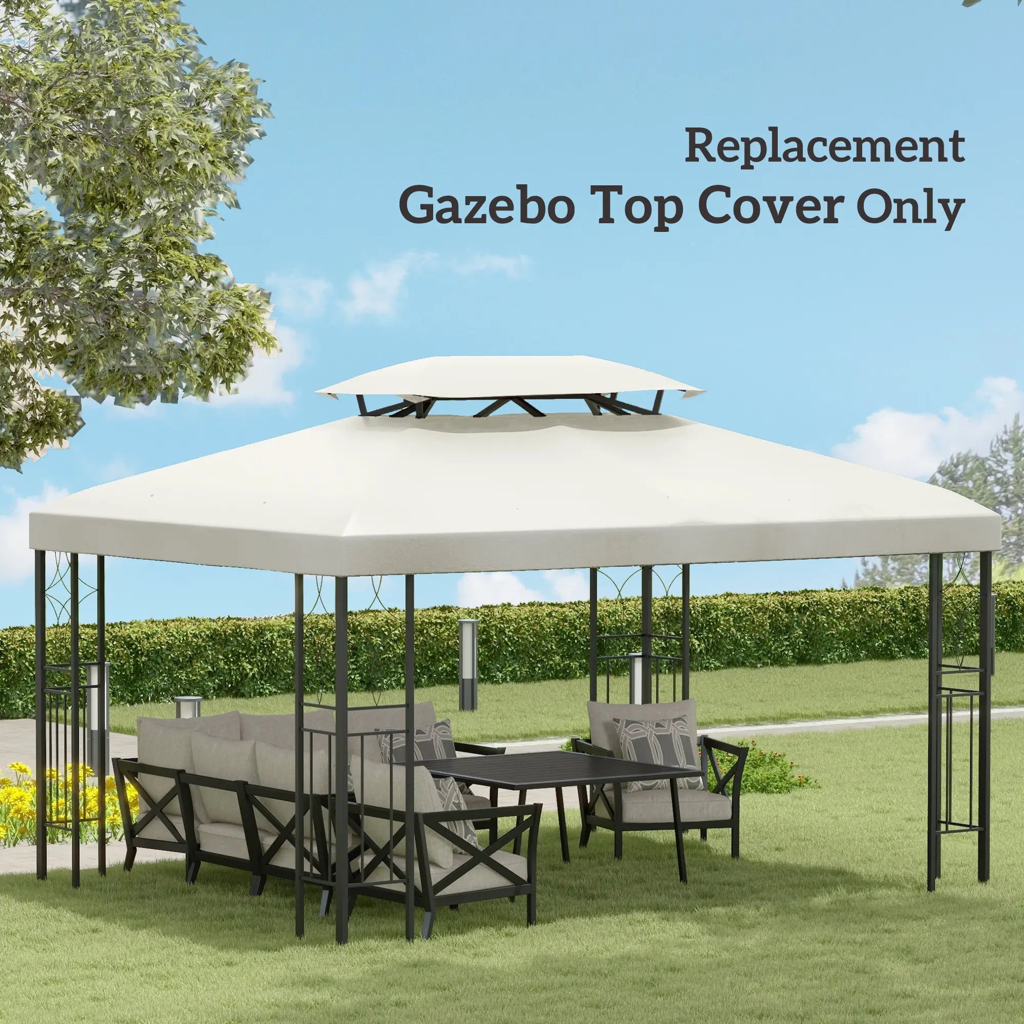 13'x10' 2 Tier Gazebo Top Only, UV Cover, Cream White Gazebo Canopy Replacement at Gallery Canada