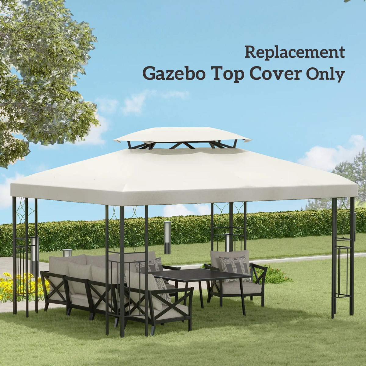 13'x10' 2 Tier Gazebo Top Only, UV Cover, Cream White Gazebo Canopy Replacement at Gallery Canada
