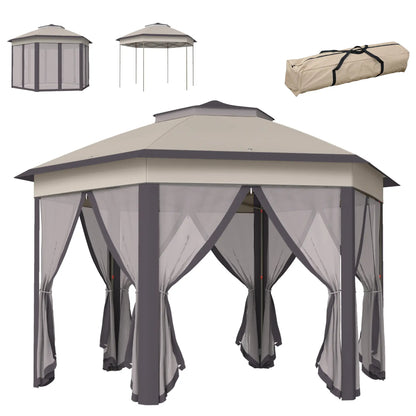 13' x 13' Pop Up Canopy Tent, Netting, Carry Bag, Coffee Beige Pop Up Canopies at Gallery Canada