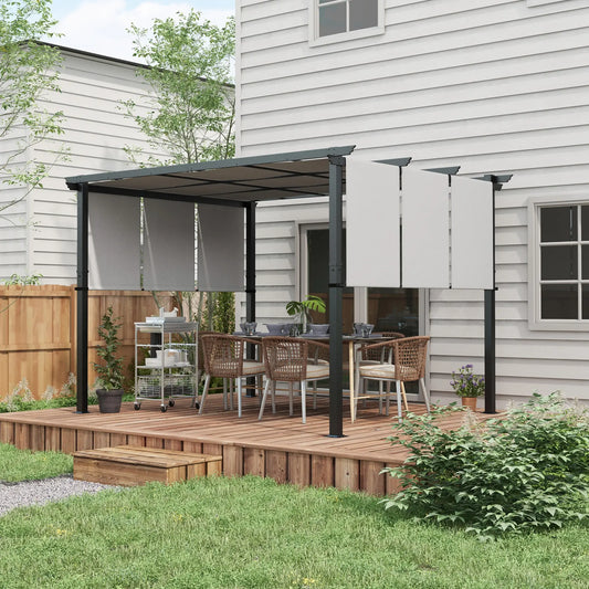 10' x 12' Metal Pergola With Retractable Canopy, For Garden Patio Pergolas Light Grey at Gallery Canada