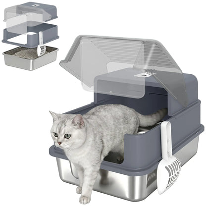 Stainless Steel Cat Litter Box With Lid, Scoop, Deodorization Bags Cat Litter Box Enclosures at Gallery Canada