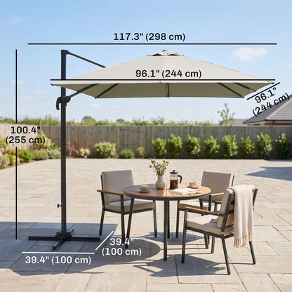 8 FT Aluminum Cantilever Patio Umbrella, 360° Rotation, Dark Grey Offset Cantilever Umbrellas at Gallery Canada