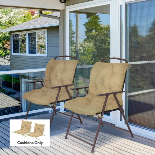 Set of 2 Garden Chair Cushions Seat Pad with Backrest for Sunbeds, Rocking Chairs, Loungers, Outdoor &; Indoor Use