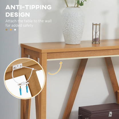 Farmhouse Console Table with Storage Shelf, Rustic Sofa Table, Brown Console Tables at Gallery Canada