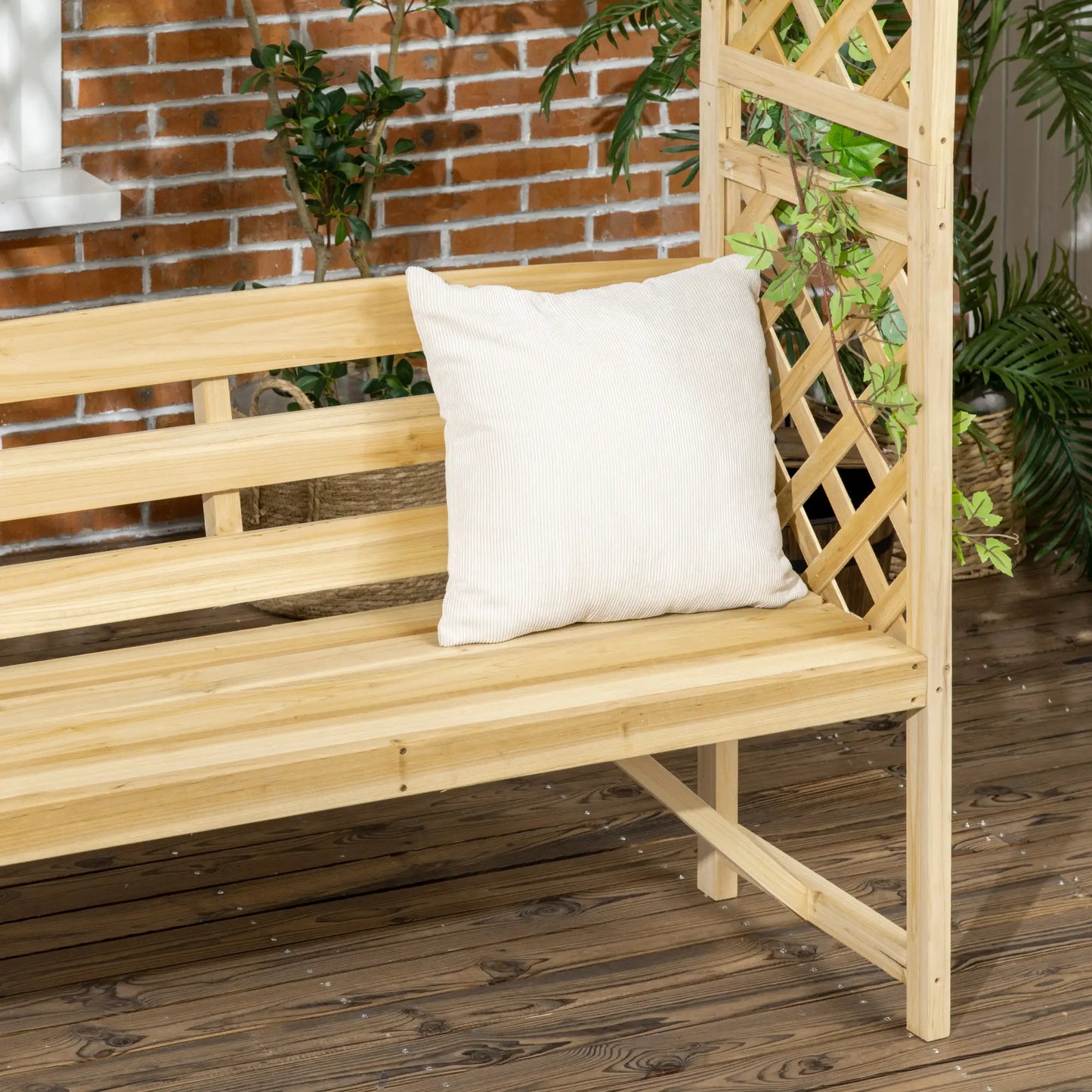 Wooden Garden Arch with Bench, Arbor Trellis for Climbing Plants, Natural Outdoor Benches at Gallery Canada