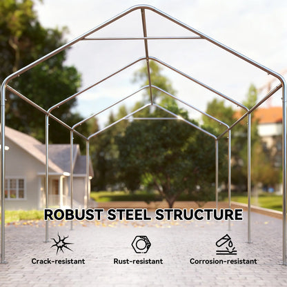 10 x 20 ft Portable Garage, 2 Roll-Up Doors, Removable Sidewalls, White Car Shelters at Gallery Canada