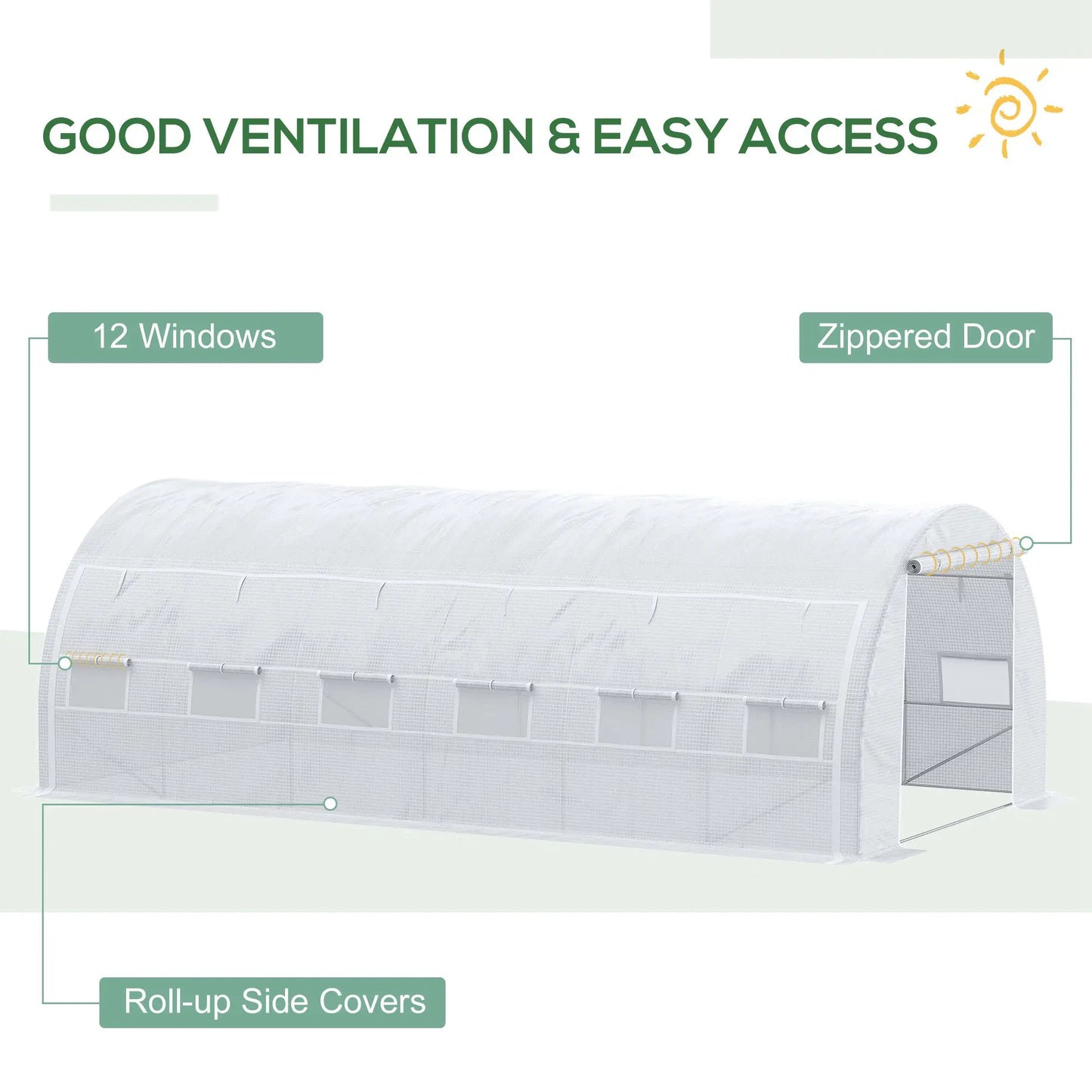 Large Walk-in Greenhouse, 20'x10'x6.6', Zippered Door, 12 Roll-up Windows, White Tunnel Greenhouses at Gallery Canada