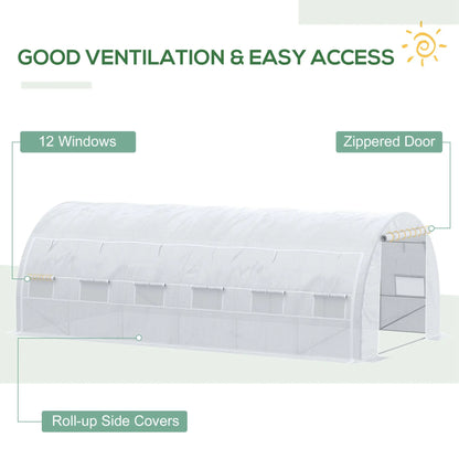 Large Walk-in Greenhouse, 20'x10'x6.6', Zippered Door, 12 Roll-up Windows, White Tunnel Greenhouses at Gallery Canada